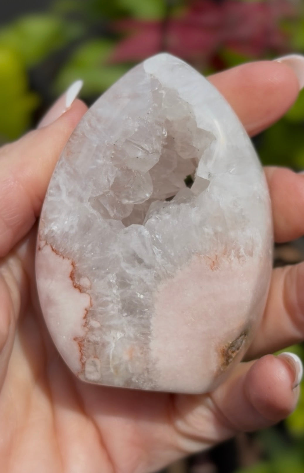 Flower Agate Freeform with Crystal Pocket Drusy