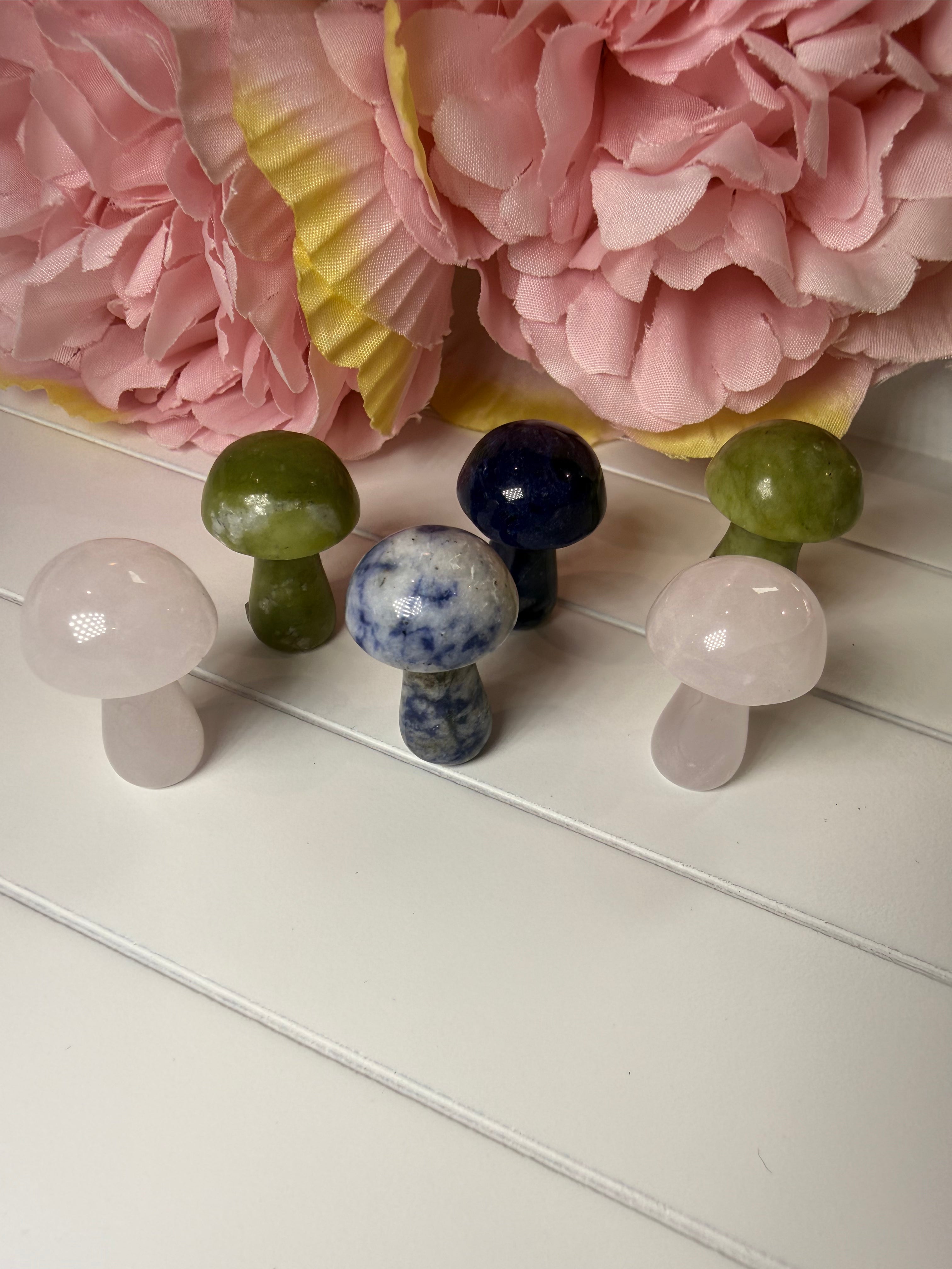 Hand Carved Crystal Mushrooms